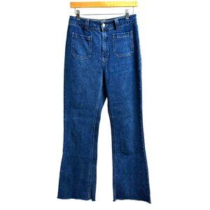 RSQ Women's Blue Denim Jeans Size 28 Flared Leg Raw Hem